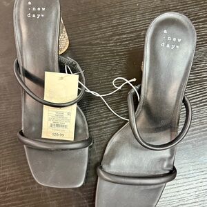 a new day Black Double-Strap Slide Heels